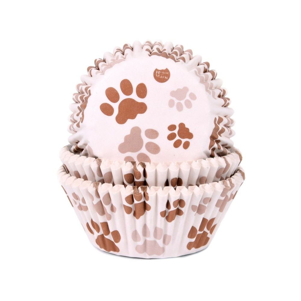 House of Marie Baking Cups - paws - brown - 50pcs