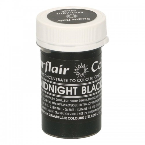 Sugarflair pastelová gélová farba - midnight black - 25g