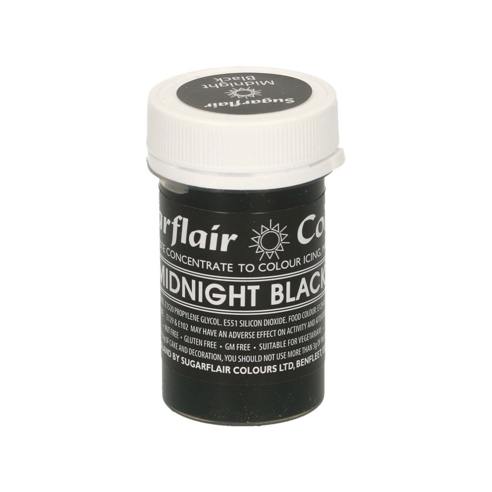 Sugarflair pastelová gelová barva - midnight black- 25g