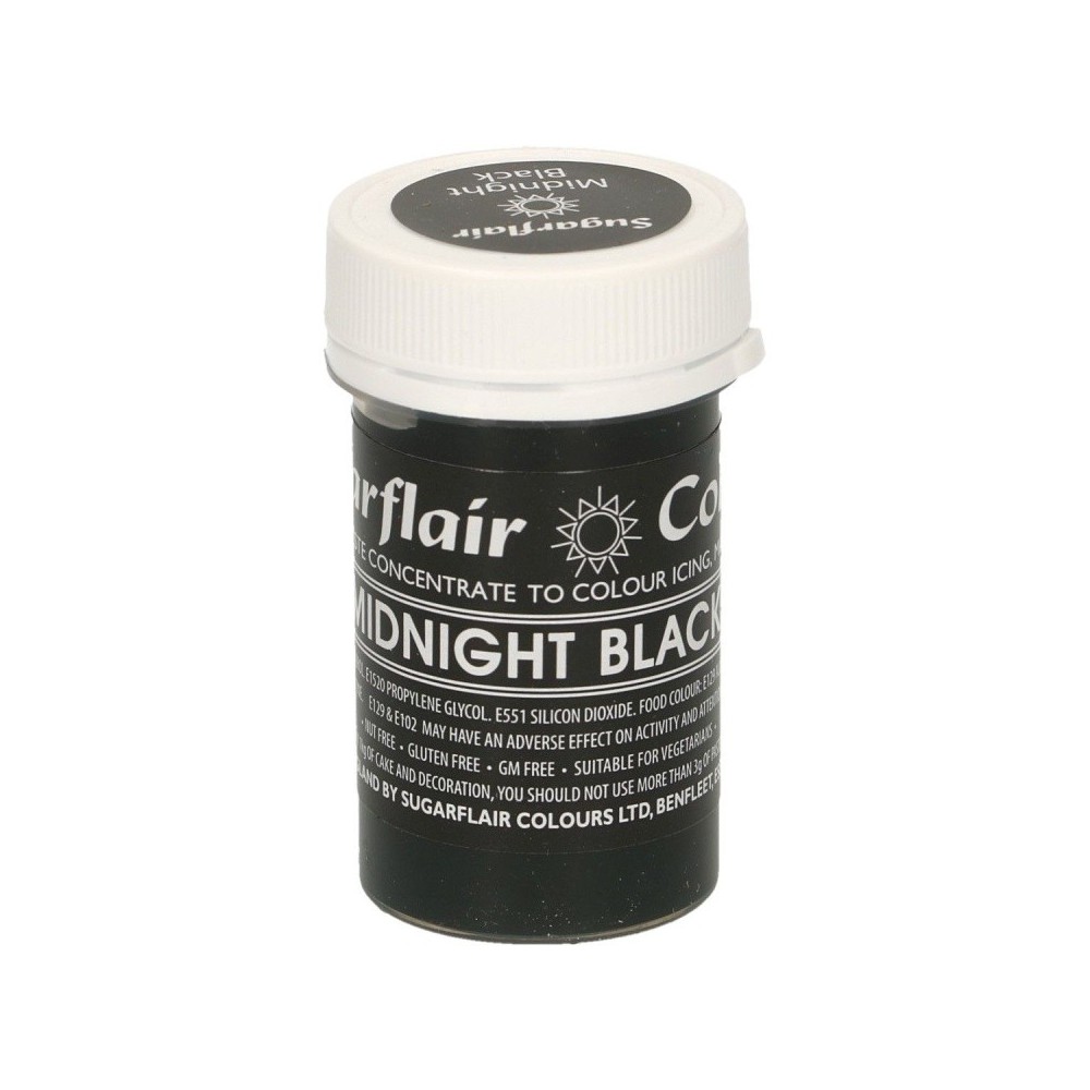 Sugarflair pastelová želová farba - midnight black - 25 g