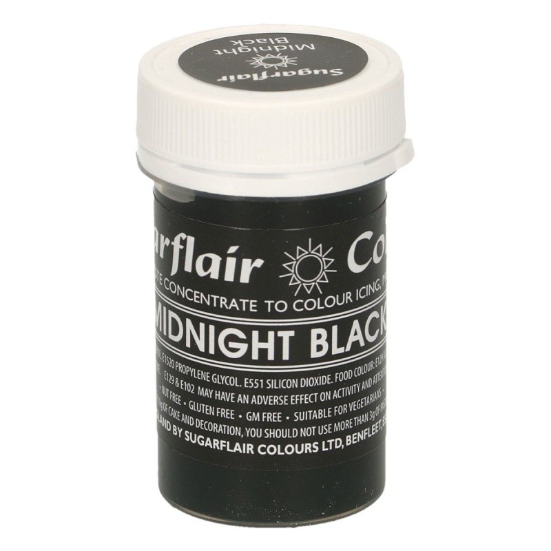 Sugarflair pastelová gelová barva - midnight black- 25g