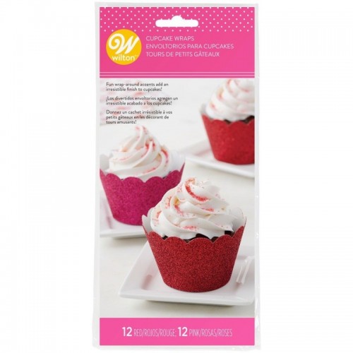 Wilton Cupcake Wrappers - red and pink glitter - 24pcs