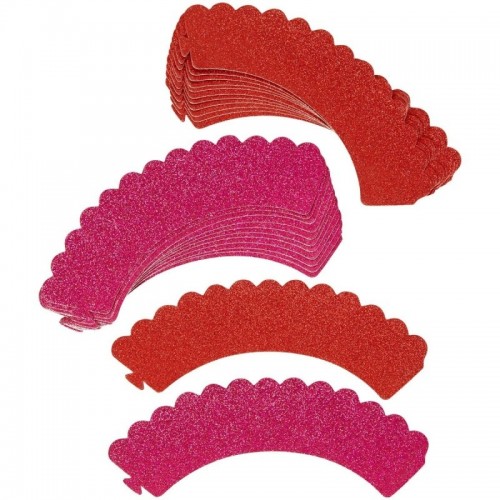 Wilton Stars Cupcake Wrappers red and pink glitter - 24pcs