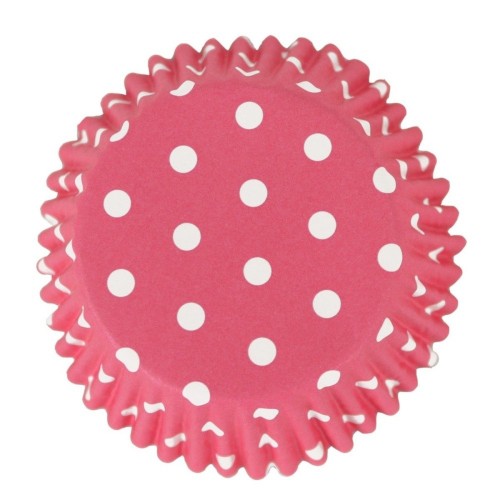 PME cukrárske košíčky s fóliou - ružové s bodkami - 30ks