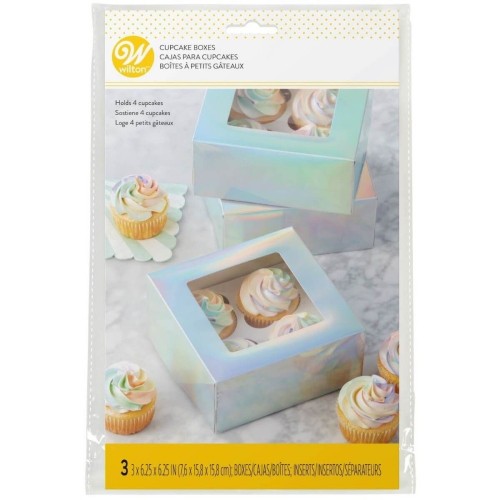 Wilton Irridescent muffin box + insert - 3pcs
