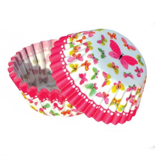 Cukrářské košíčky - růžový motýl - 50ks