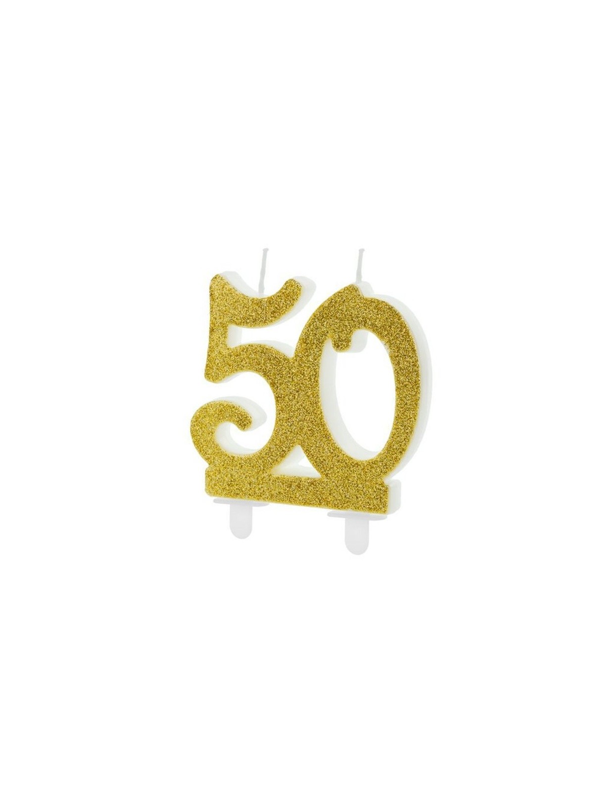 PartyDeco jubilee candle large - glitter gold - 50