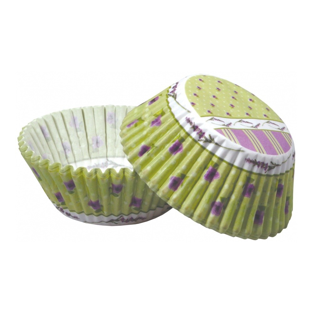 Pastry baskets - lavender - green - 50 pieces