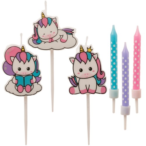 Cake candle decoration - unicorn mix - 2D - 9 pcs