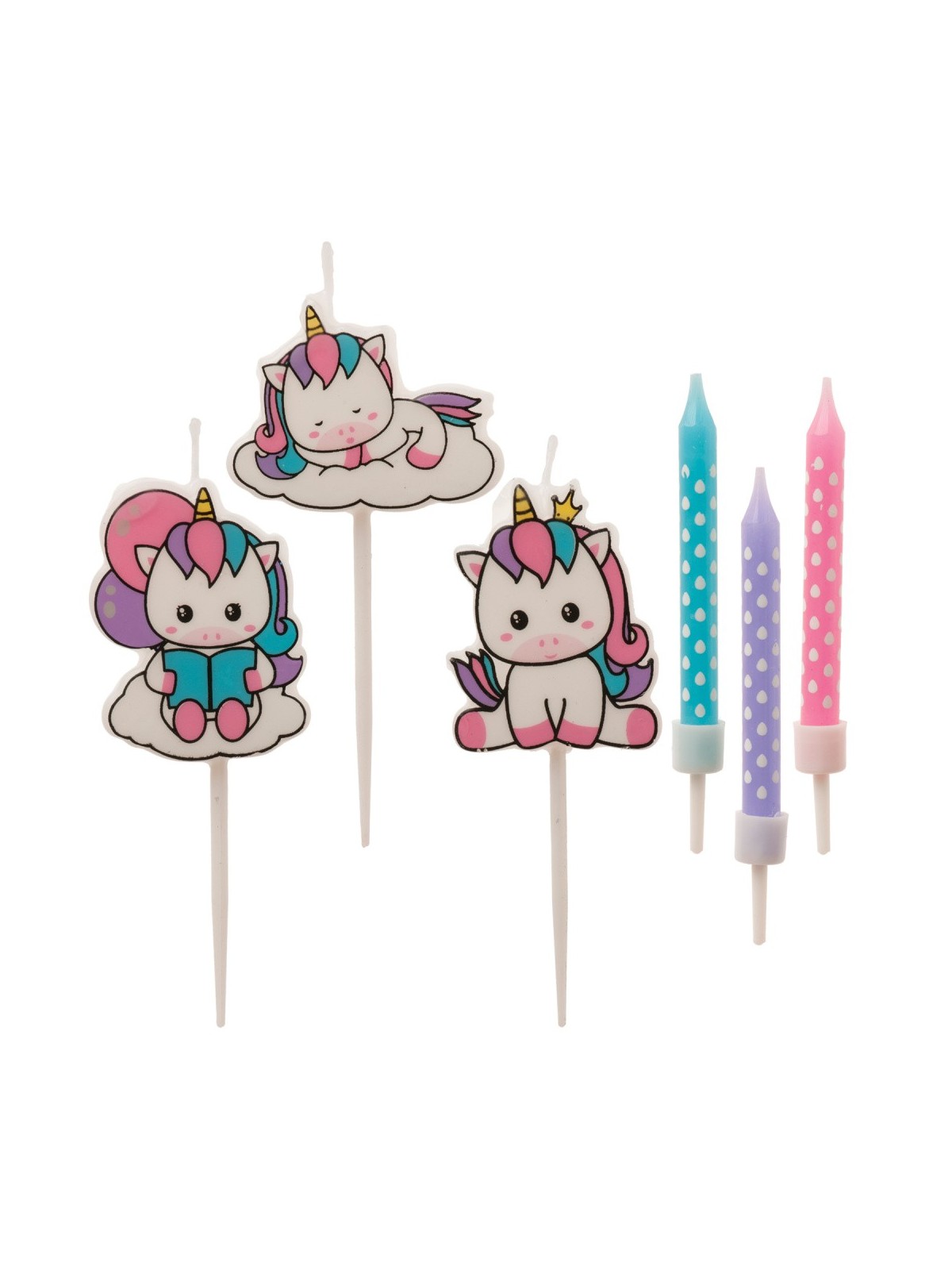 Dekora Cake candle - unicorn mix - 2D - 9pcs