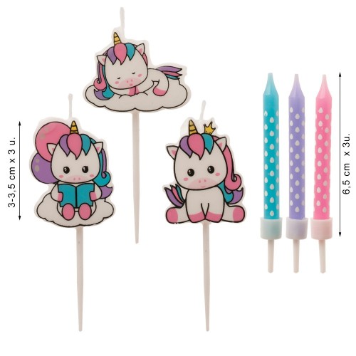 Dekora Cake candle - unicorn mix - 2D - 9pcs