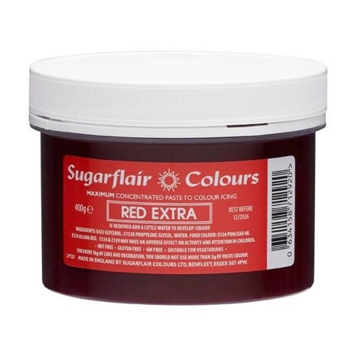 Sugarflair MAXIMUM concentrated gélová farba RED extra XXL - červená - 400g