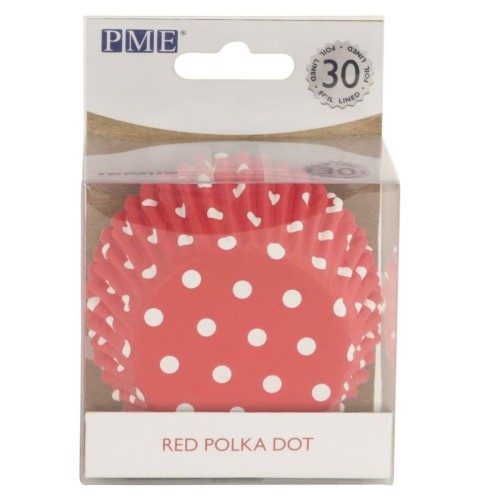 PME cupcake cases with foil - red with dot - 30pcs