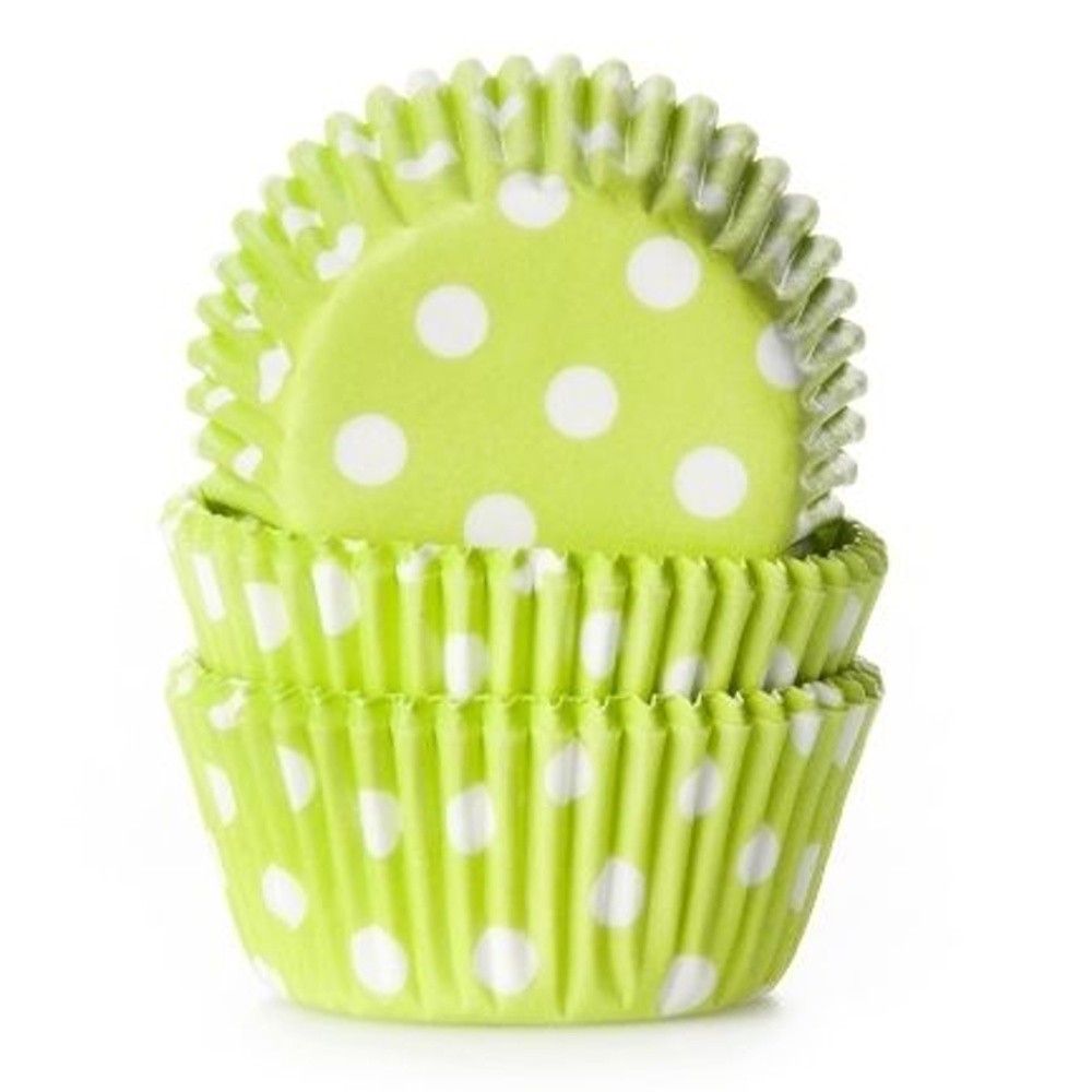 HoM Mini Pastry Baskets - Lime - Polka Dots - 60 pcs