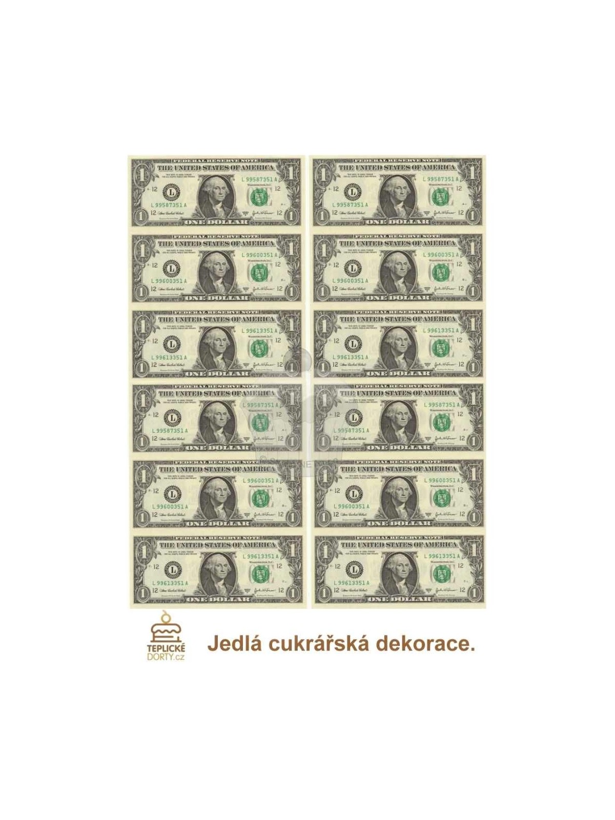 Jadalny papier "Banknot amerykański dolar" - A4