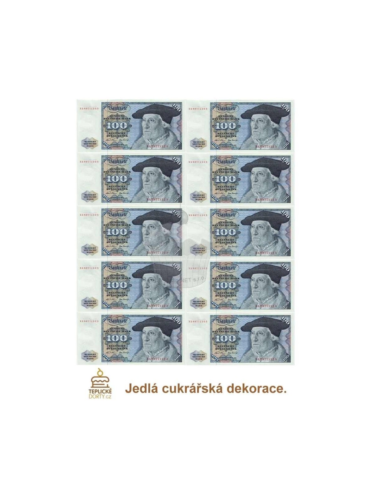 Essbares Papier "Banknoten der Deutschen Mark" - A4