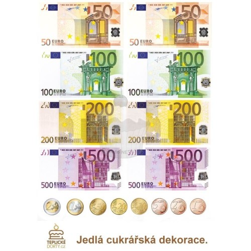 Jadalny papier "Banknoty Euro" - A4