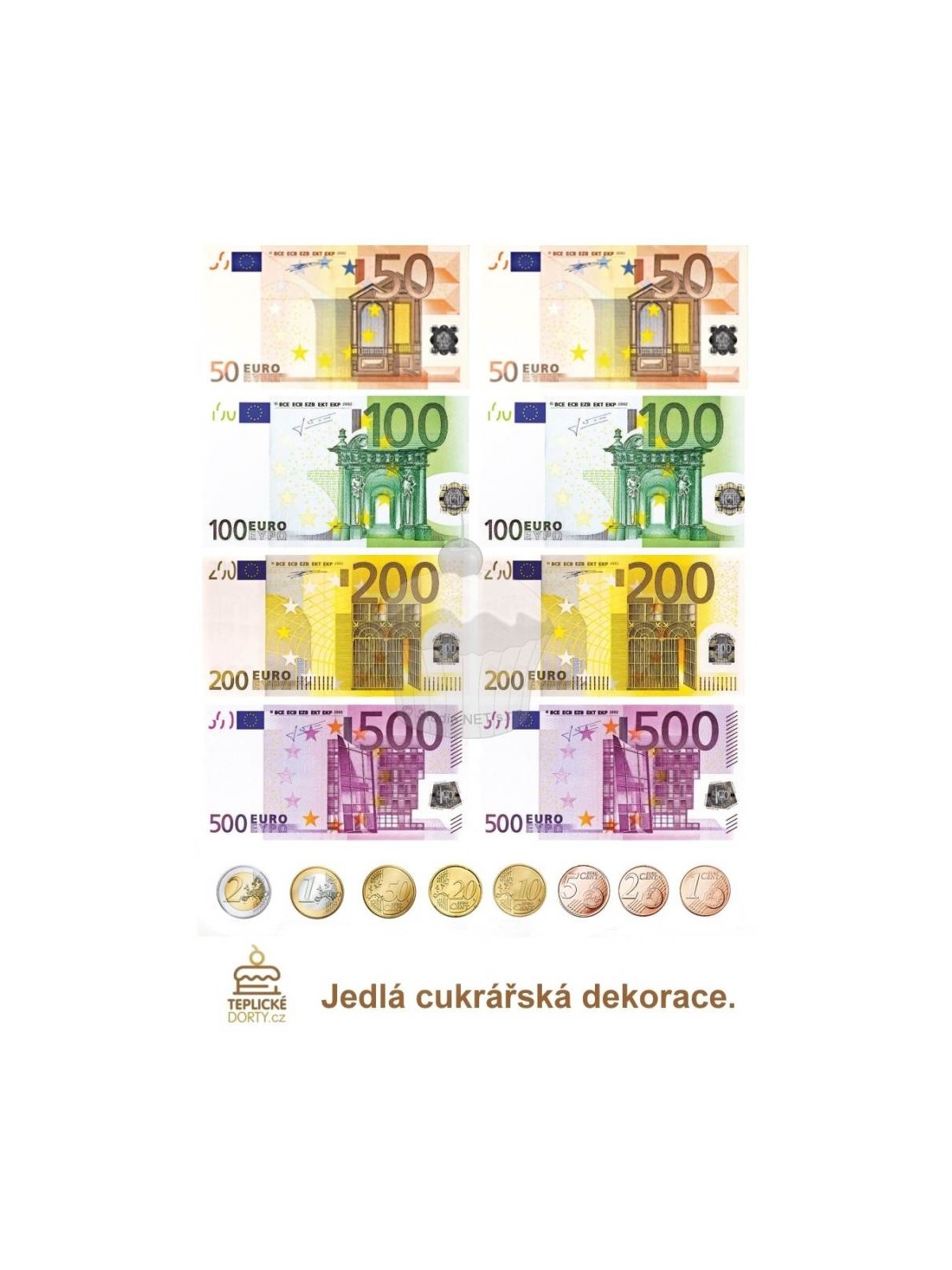 Jadalny papier "Banknoty Euro" - A4