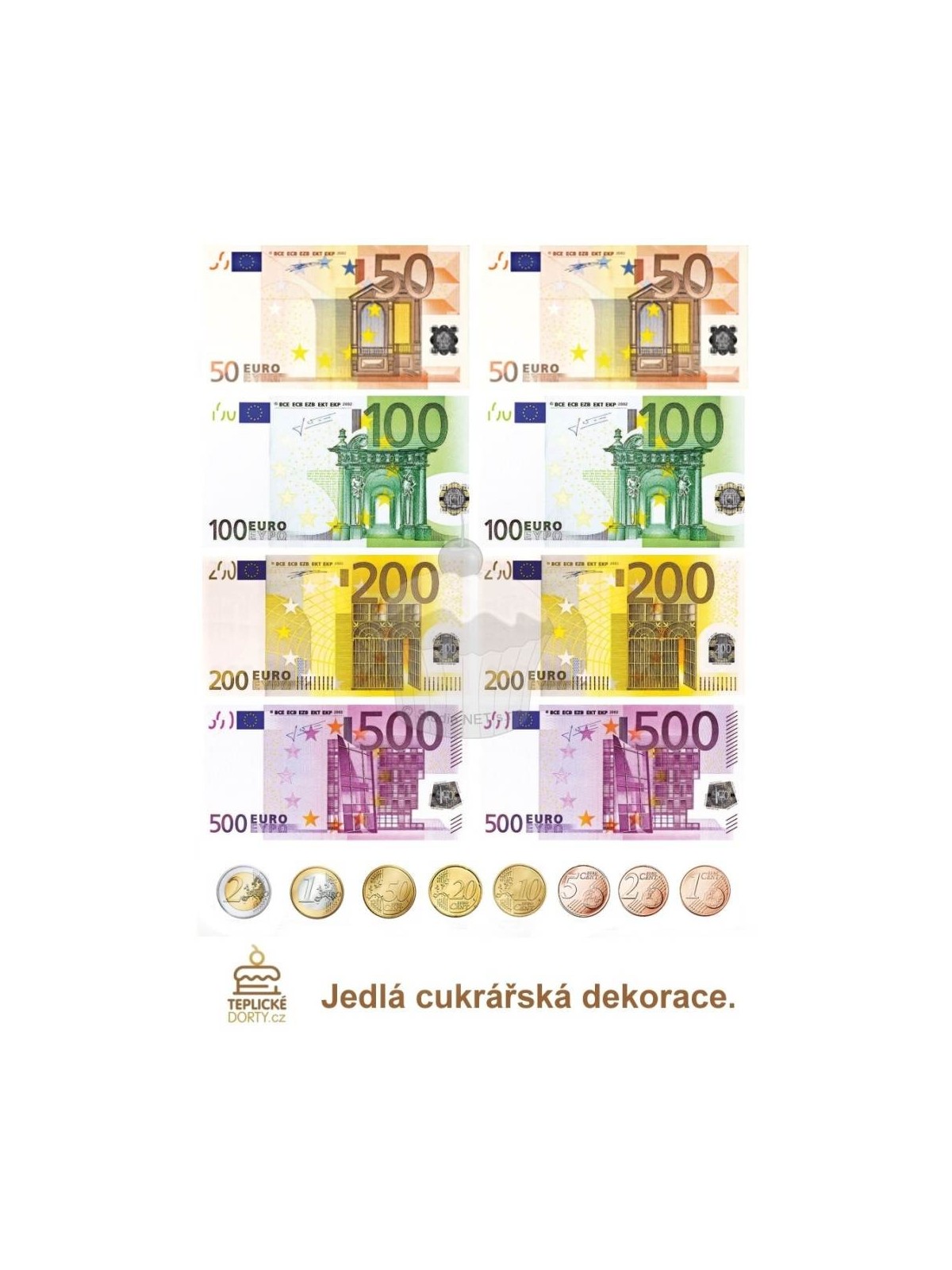 Papier jadalny "Banknoty euro" - A4