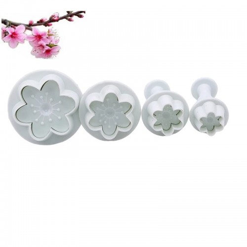 Set of 4 cookie cutter with ejector - flowers