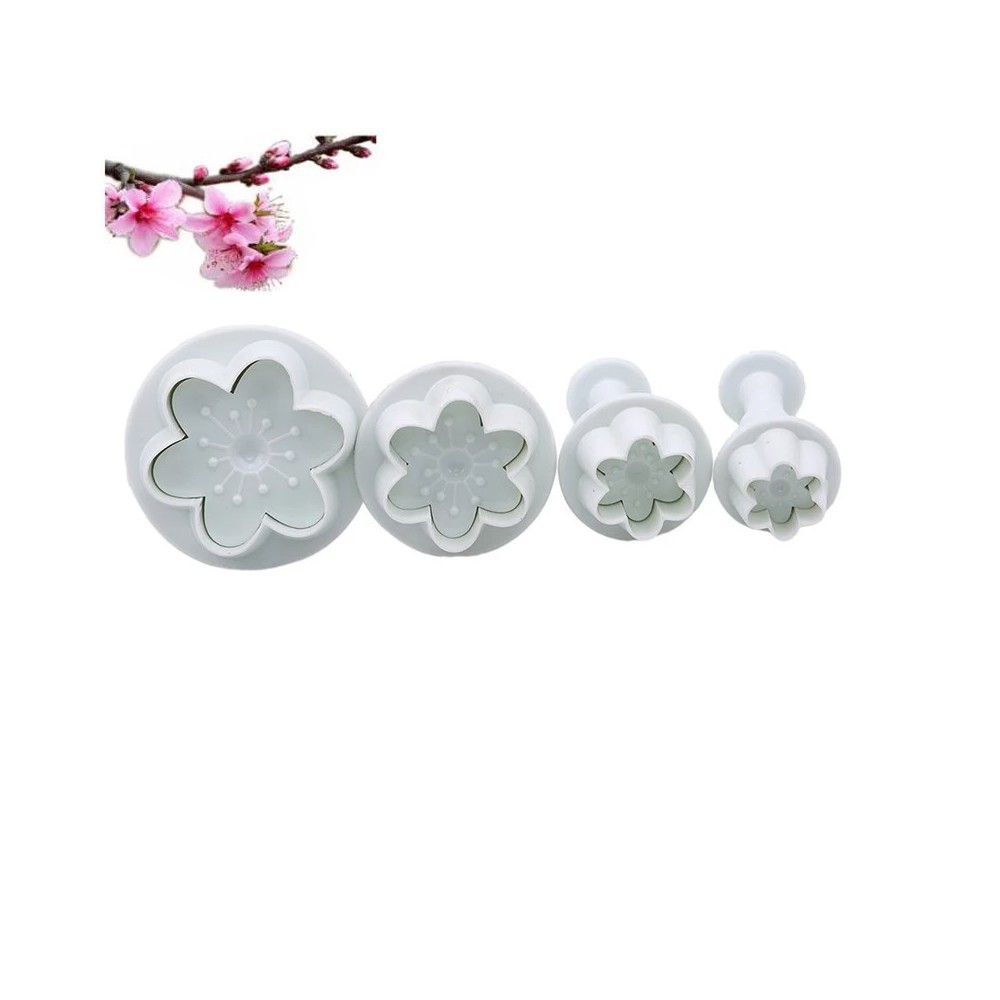Set of 4 cookie cutter with ejector - flowers
