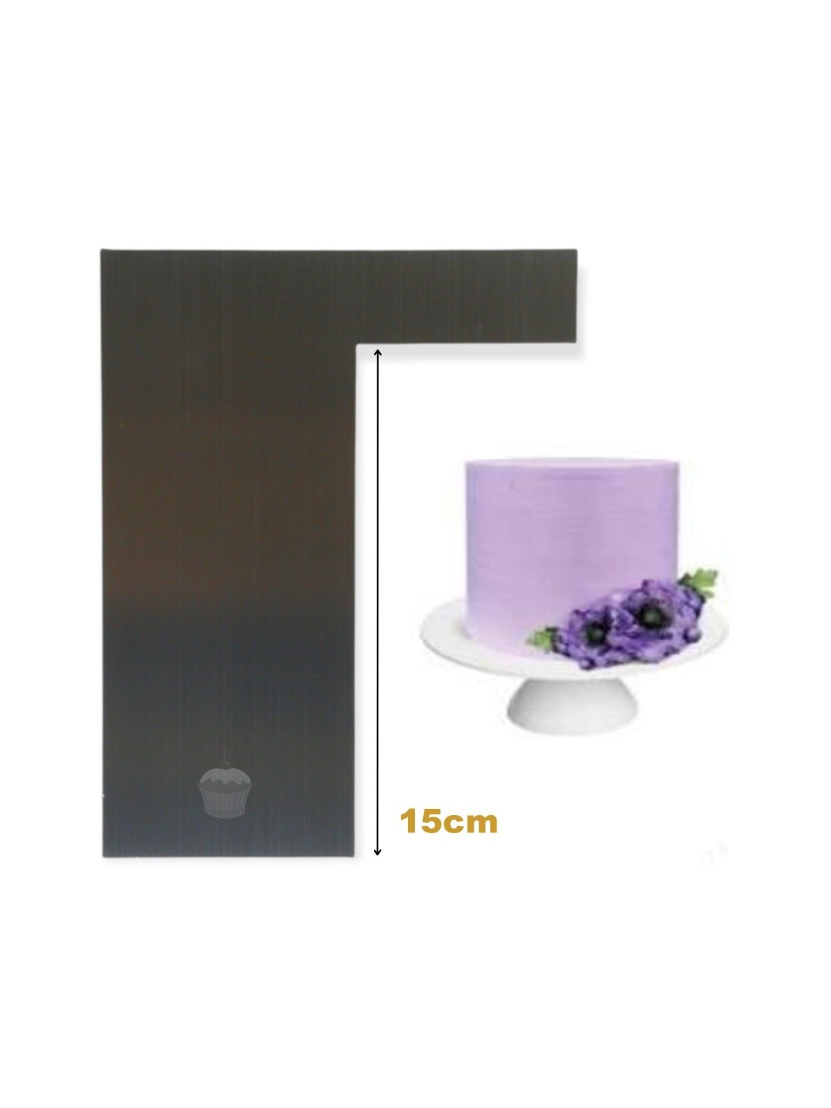 Confectionery contour card made of stainless steel - sharp corner 15cm