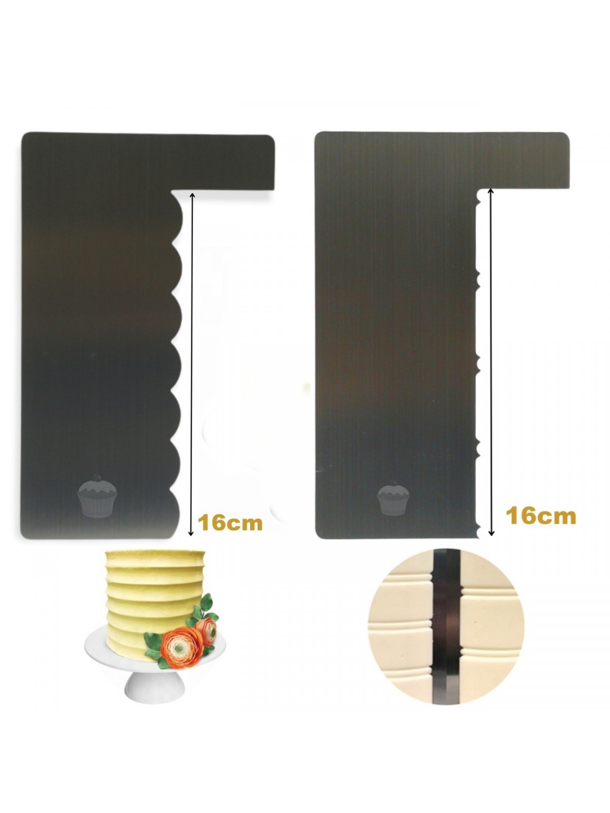 Pastry template made of stainless steel - set of cutter and rings 16cm.