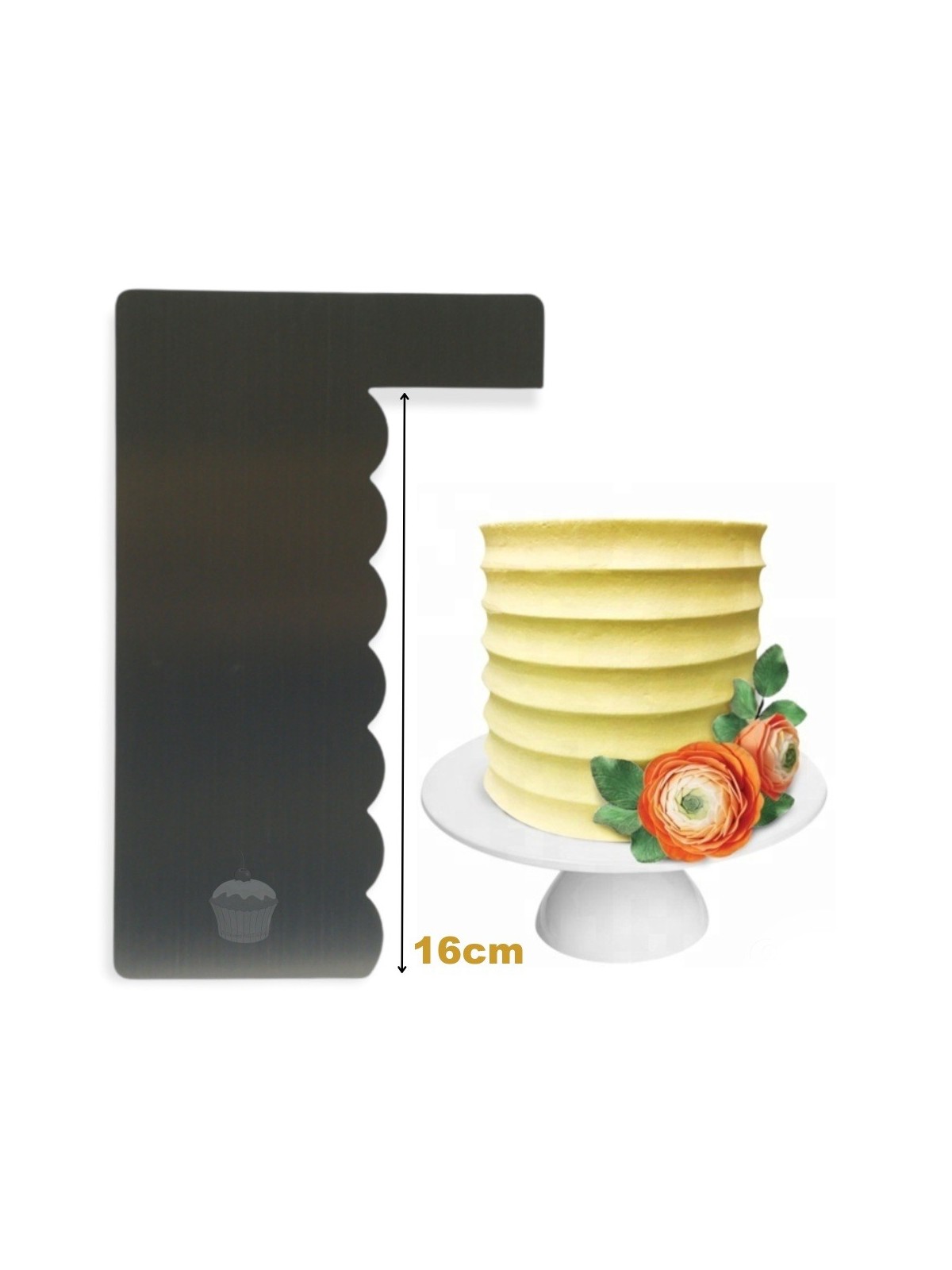 Confectionery contour card made of stainless steel - facets 16cm