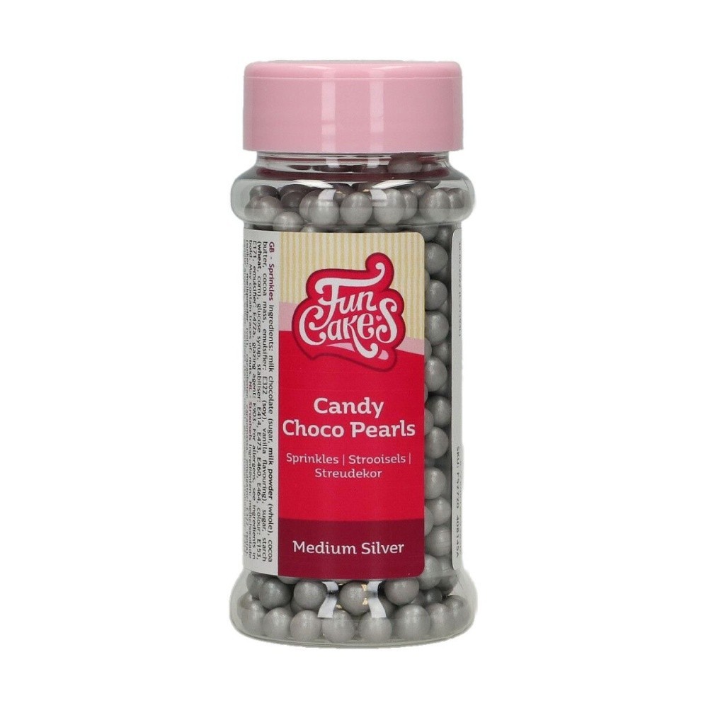 FunCakes Candy Choco Pearls Medium - Silber - 80g