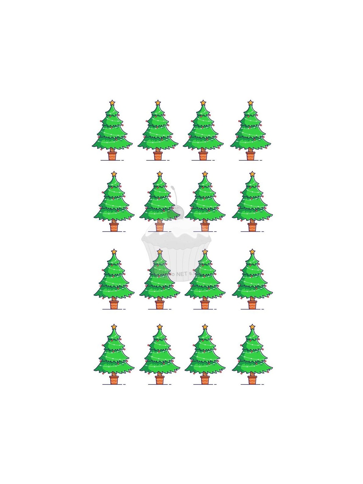 Jedlý papír "Vánoční stromky 16ks" - A4
