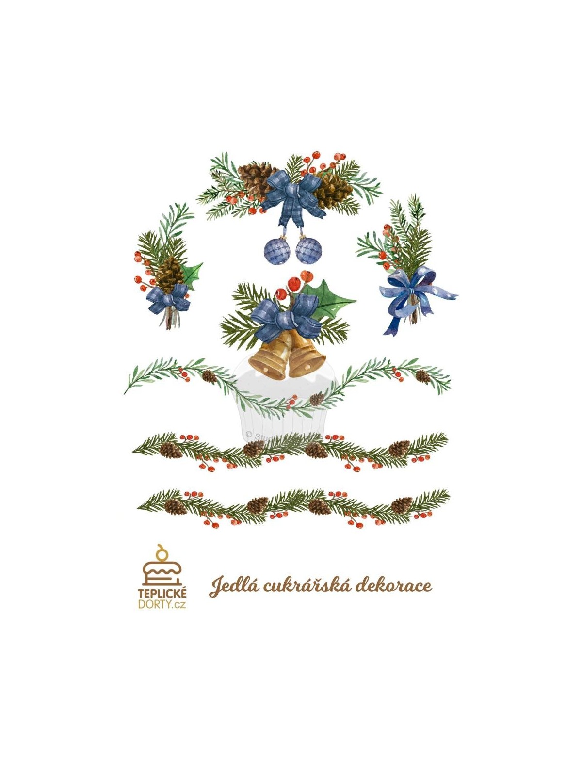 Edible paper "Christmas decorations with fir branches" - A4.