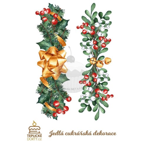 Jedlý papír "Vánoční dekorace větve 2ks" - A4