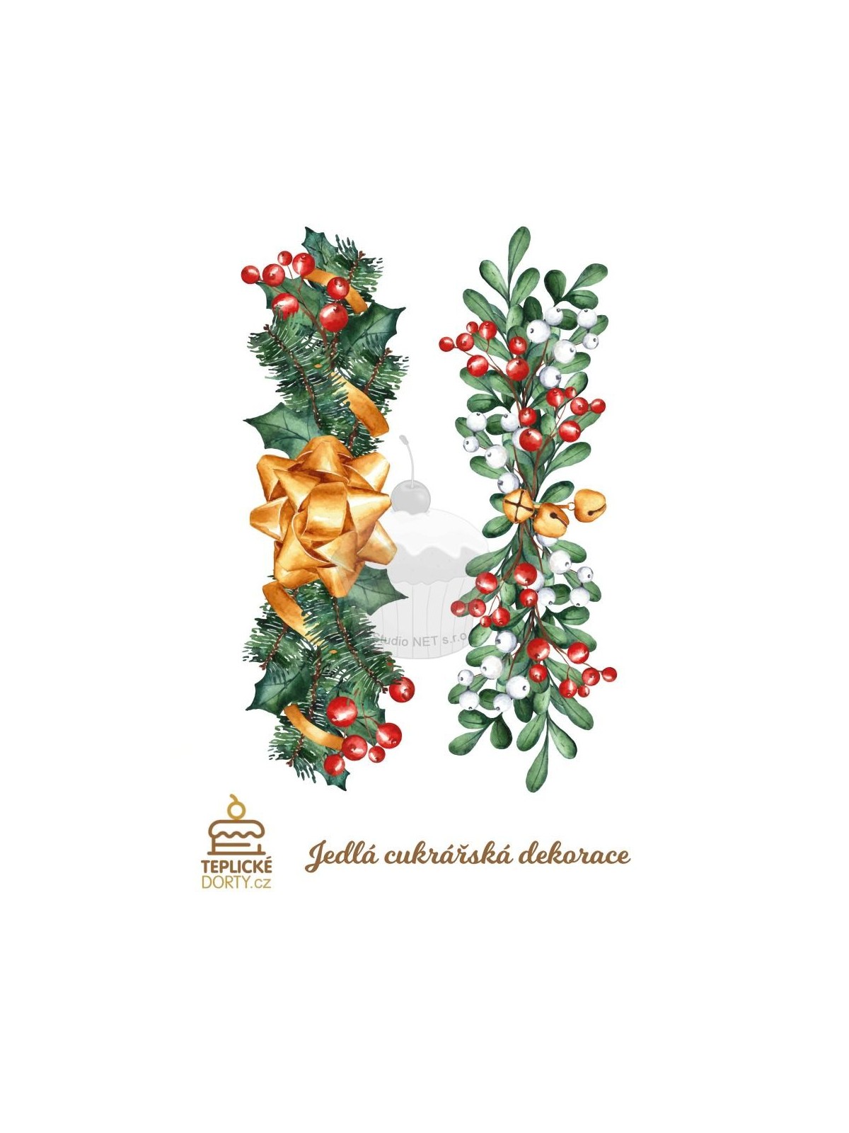 Edible paper "Christmas branch decorations 2pcs" - A4