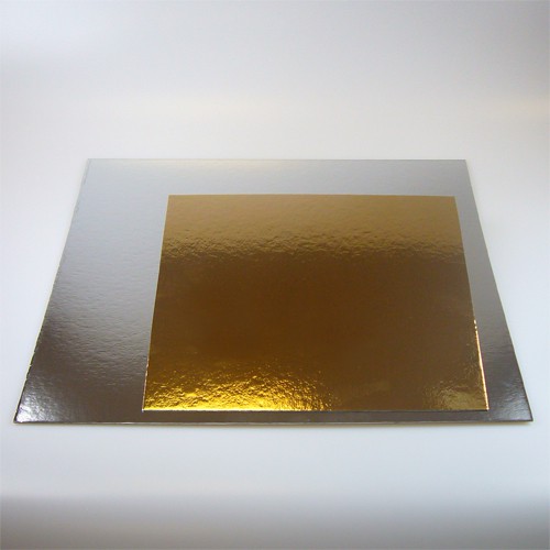 Čtvercová podložka pod dort zlatá / stříbrná 35cm - 100ks