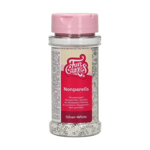 FunCakes Sugar Pearls - Lustre - Silver/White - 80g