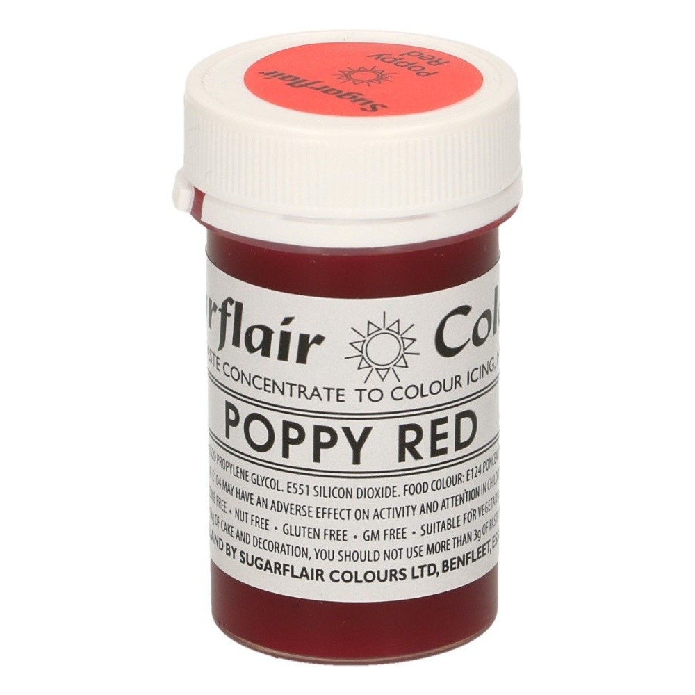 Sugarflair kolor żelowy - czerwony mak - Poppy Red - 25g