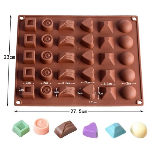 Silikonform für Pralinen - 6 Sorten.