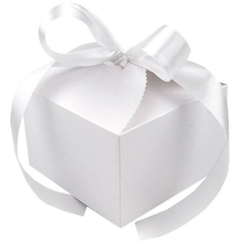 Pearl box with ribbon - 12.5 x 12.5 cm