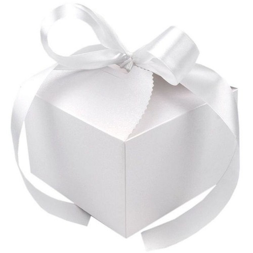 Pearlescent box with ribbon - 12.5 x 12.5cm.