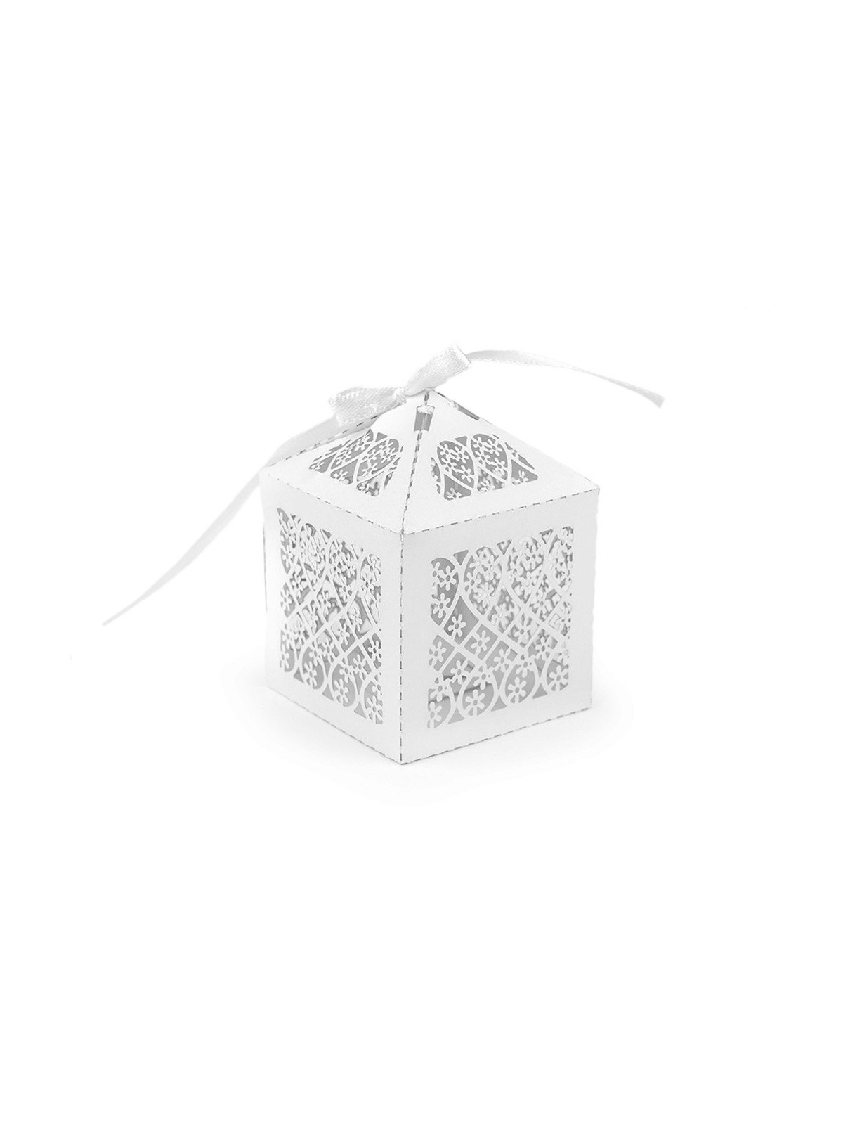 Perleťová krabička s vyřezávaným motivem - kvítka - 5,5 x 5,5cm