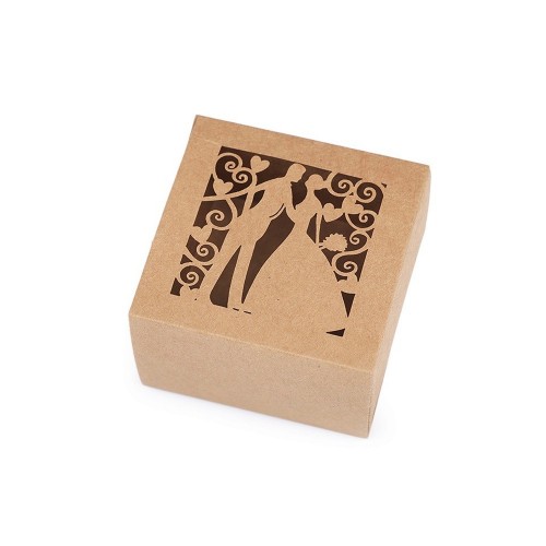 Natural box with carved motif - 6 x 6cm