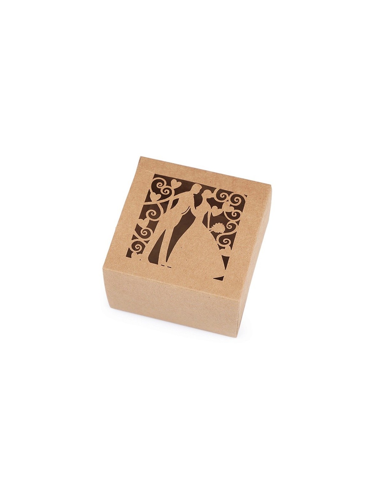 Natural box with carved motif - 6 x 6cm