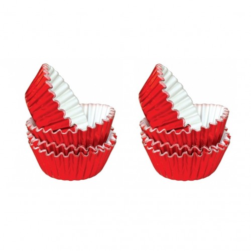 Aluminum pastry MINI baskets 2.5 x 1.7 cm -  red - 50 pcs