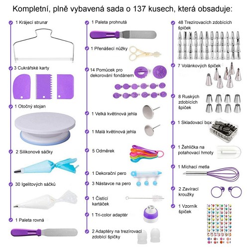 Complete set for decorating cakes - 137 pieces