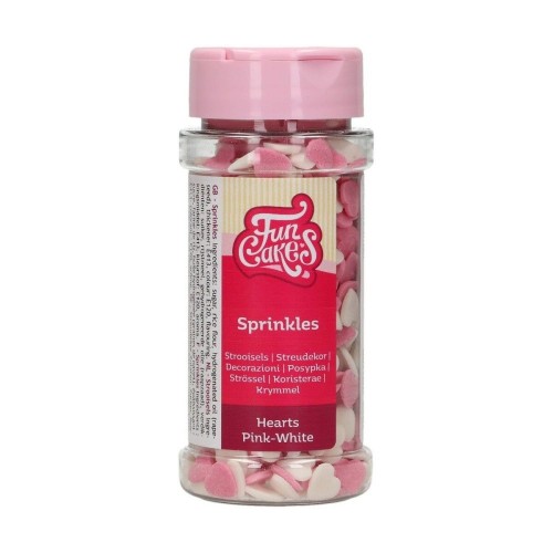 FunCakes Sugar Sprinkles - Hearts Pink/White - 60g