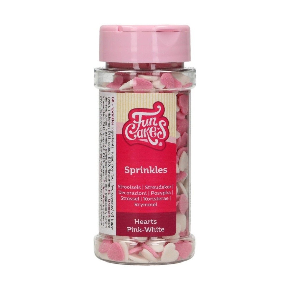 FunCakes FunCakes sprinkle - rosa / weiße Herzen - 60g