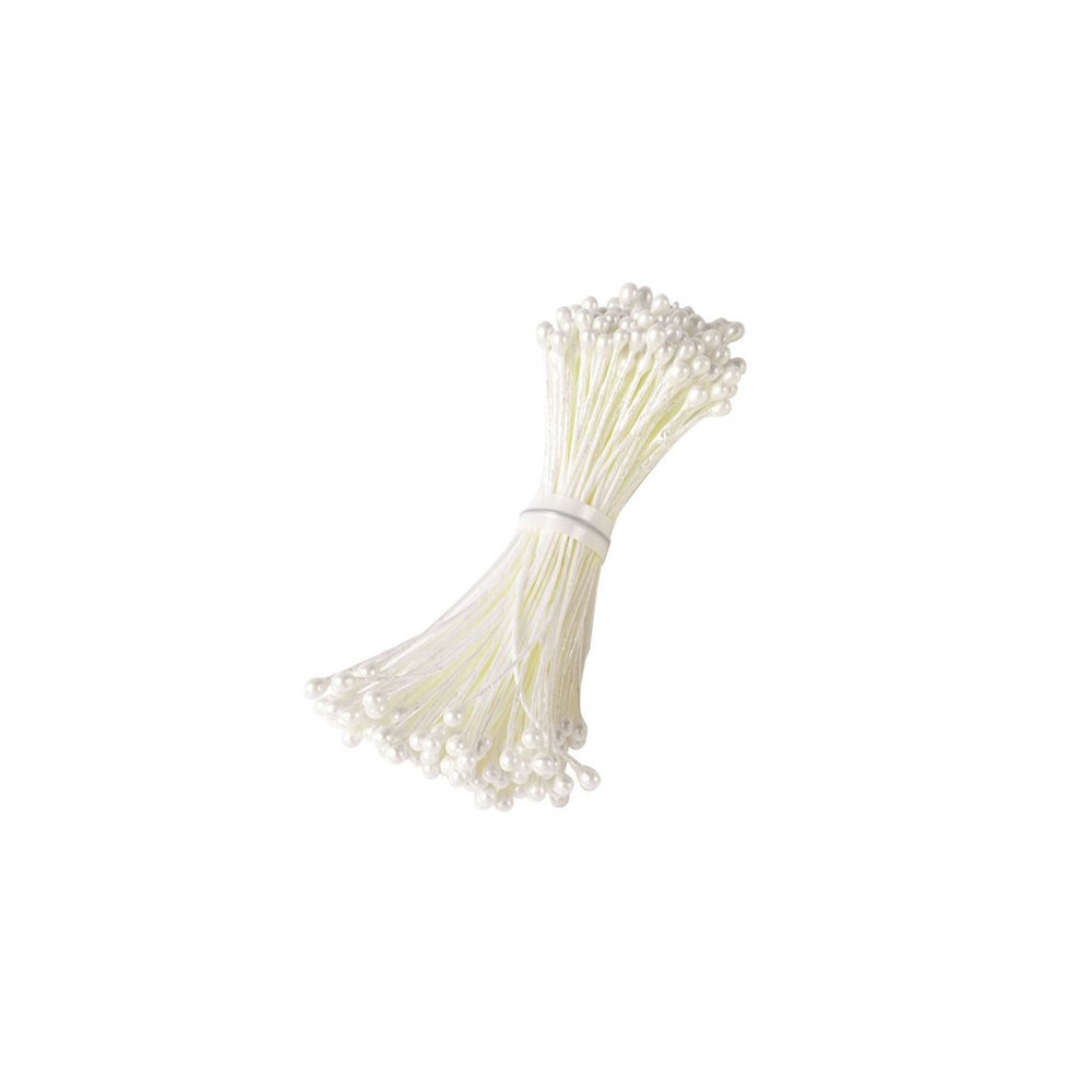 Flower pistils - medium pearl white - 150 pieces