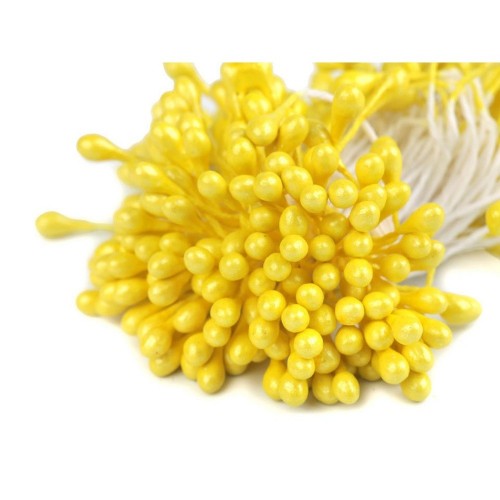 Květinové pestíky - střední perleťové žluté - 150ks