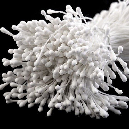 Flower stamens - medium matte white - 450 pcs