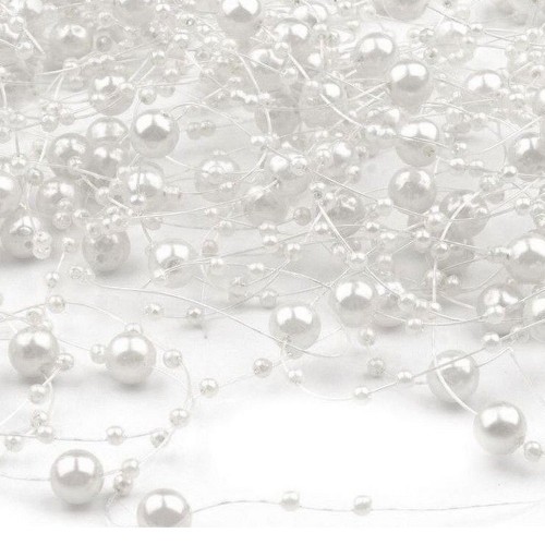 Nylon Pearls - white pearl 130cm / 12pcs